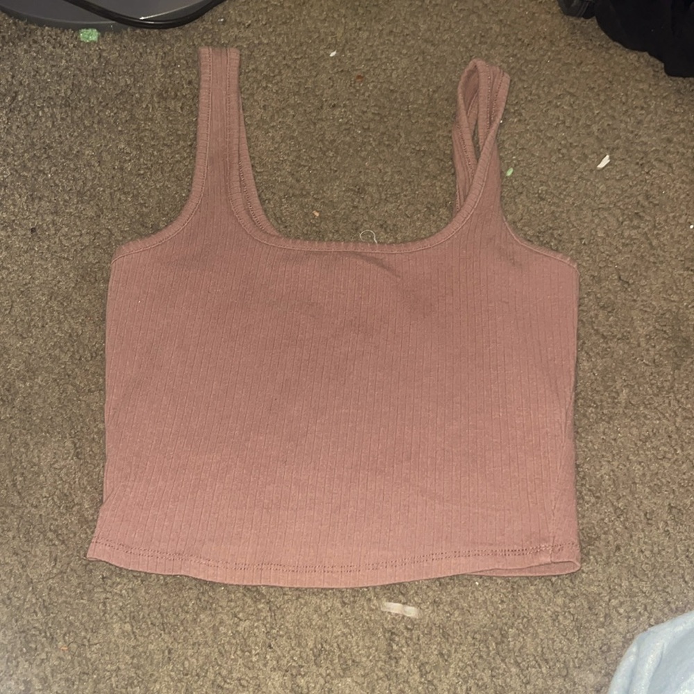 brown knit cami crop top